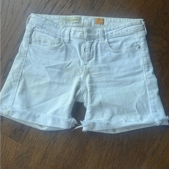 Anthropologie Pilcro & The Letterpress Rolled Denim STET Light Cream Shorts 25 - Picture 9 of 12